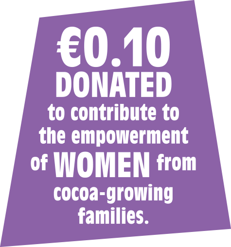€0.10 donated to contribute to the empowerment of women from cocoa-growing families